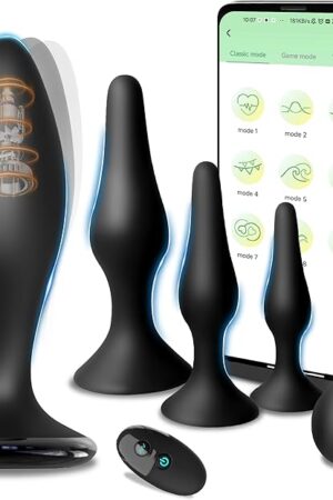 Anal Plug Vibrator Adult Sex Toys-5PCS Silicone Anal Toys Butt Plug Training Kit with APP&Remote Control 9 Vibration Modes,Anal Beads Prostate Massager Anal Sex Toys for Women,Men and Couple