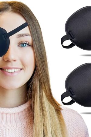 2PCS Eye Patch, Adjustable Eye Patches, Medical Eye Patch, Amblyopia Lazy Eye Patches for Left or Right Eyes, Black