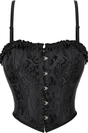 Women's Lace up Boned Overbust Corset - Floral Overbust Body Shaper Bustier Sexy Waist Push Up Shapewear