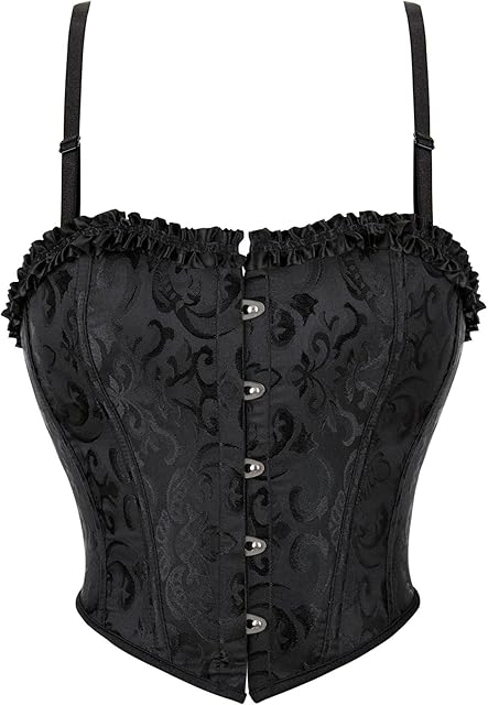 Women's Lace up Boned Overbust Corset - Floral Overbust Body Shaper Bustier Sexy Waist Push Up Shapewear