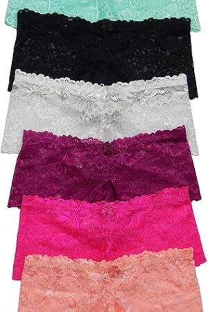 6 pieces of Women Sexy Lace Boyshort Panty Underwear S-3XL Regular Plus Size
