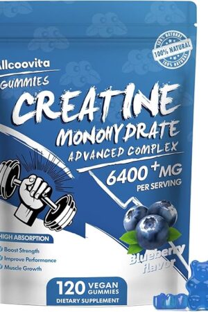 Creatine Monohydrate Gummies Complex for Men & Women - 120 Gummies Advanced Formula, L-Taurine + Vitamin B12 for Muscle Strength, Muscle Builder, Energy Boost, Pre-Workout Supplement -Blueberry