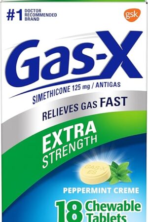 Gas-X Extra Strength Chewable Gas Relief Tablets with Simethicone 125 mg, Peppermint Creme - 18 Count