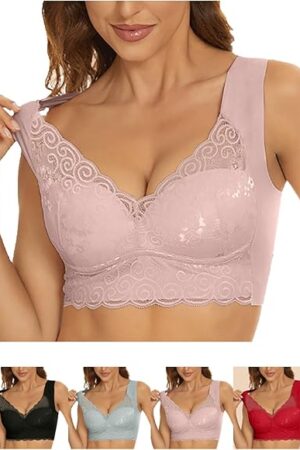 Lace Bralettes for Women Sexy No Underwire Push-up Seamless Bras Full-Coverage Anti Sagging Bra Soft Everyday Bras
