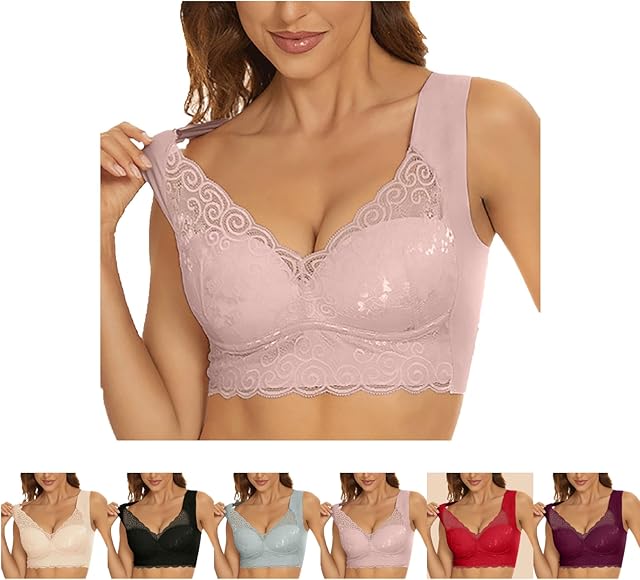 Lace Bralettes for Women Sexy No Underwire Push-up Seamless Bras Full-Coverage Anti Sagging Bra Soft Everyday Bras
