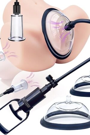 Clitoral and Nipple Pump Sex Toys, Vacuum Pumps, Pleasure Increasing Tools, Adult Sexual Pleasure Tools, Double Nipple Suckers, Clitoral Stimulator Includes 4 Suckers, Orgasm Tools (Black + 4 Cups)