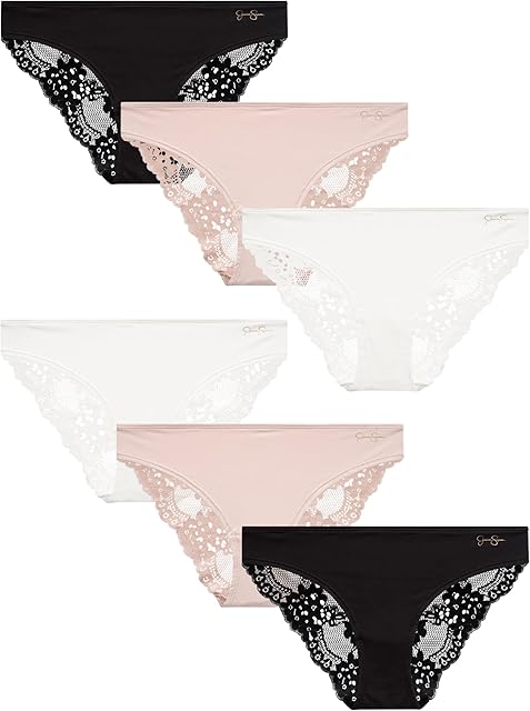 Women's Bikini Panties - 6 Pack Seamless Lace Womens Underwear - Microfiber Bikinis for Women (Sizes: S-XL)