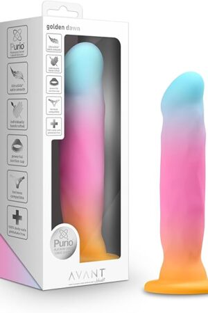 Blush  Avant  Golden Dawn 8 Inch Artisan Handcrafted Dildo  Designed For G-Spot & Anal Play  Purio® Liquid Silicone, UltraSilk® Satin Smooth  100% Body-Safe Phthalate FreeAdult Sex ToyIn Pastel
