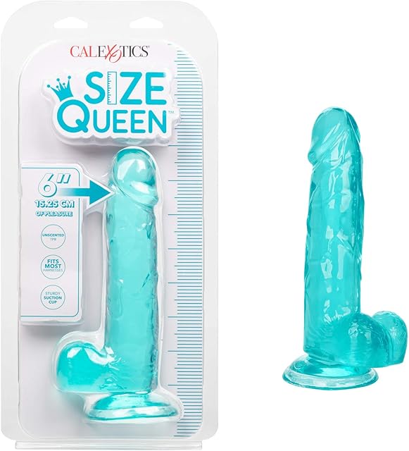 CalExotics Size Queen 6 Inch Dildo with 5.25 Inch Shaft Circumference and Sturdy Suction Cup - Blue SE-0260-10-2