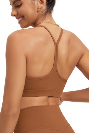 Cloud Feeling Y Racerback Sports Bra for Women Wirefree Padded Strappy Yoga Bra