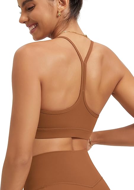 Cloud Feeling Y Racerback Sports Bra for Women Wirefree Padded Strappy Yoga Bra