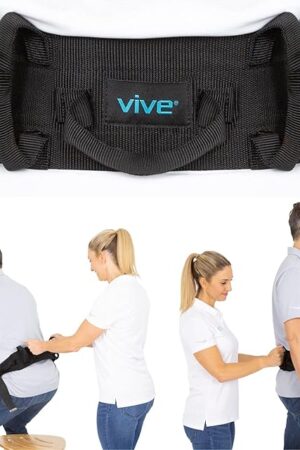 Vive Gait Belt (300lbs) Transfer Belt with Handles - Medical Nursing Safety Patient Assist - Bariatric, Elderly, Handicap, Physical Therapy - PT Gate Strap Quick Release Metal Buckle, Grabbing Teeth