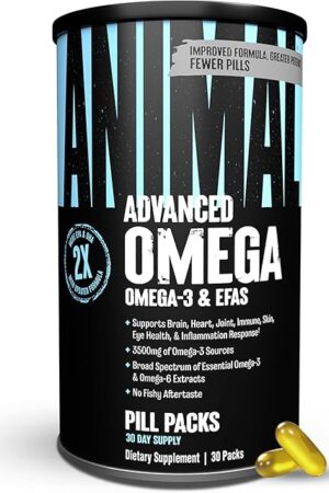Animal Advanced Omega Essential Fatty Acids - High Potency 3500mg Omega 3 & Omega 6 Supplement with EPA, DHA, ALA, CLA, GLA for Heart, Brain, Joint, Skin, Eye, Metabolism, Immune Health - 30 Day Pack
