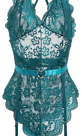 Women's Sexy Lace Bodysuit with Suspenders - Elegant and Alluring Lingerie