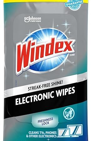 Windex Electronic Cleaning Wipes, Pre-Moistened Screen Wipes for TVs, Phones, and Other Electronics, Resealable for a Freshness Lock, 25 Count