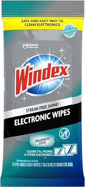 Windex Electronic Cleaning Wipes, Pre-Moistened Screen Wipes for TVs, Phones, and Other Electronics, Resealable for a Freshness Lock, 25 Count