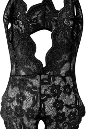 Women Sexy Lingerie V Neck Lace Underwear Backless Strap Bodysuit Sultry Tight Fit Seductive Apparel