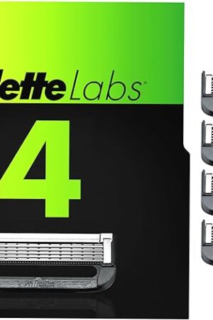 Gillette Labs Mens Razor Blade Refills Compatible with Gillette Labs Razors - 4 Cartridges With Exfoliating Bar