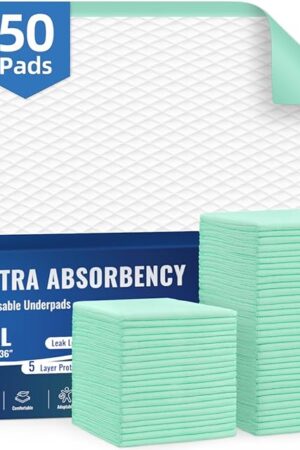 AOZITA 50-Pack Disposable Underpads 30" x 36" Incontinence Chux Pads Ultra Absorbency Protective Bed Pads, Heavy Duty Leakproof Absorbent Bed & Pee Pads for Adult, Senior, Kids and Pet