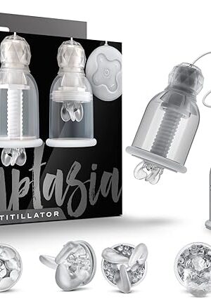 Blush Novelties, Temptasia Titillator, 90 Modes Nipple Play Stimulator, Tongue Licking, Rotating Nipple Clamp, Breast Orgasm Massager Stimulation, Rechargeable with Remote, Sex Toys for Women & Men