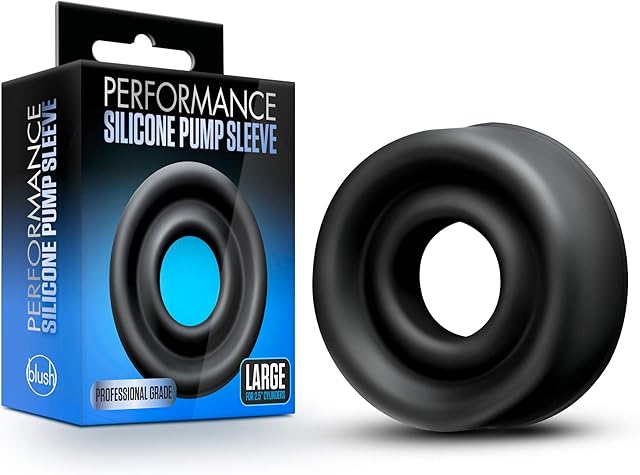 Blush Performance Advanced Silicone Penis Pump Sleeve - Large Size, Fits 225" to 25" Cylinders, Strong Vacuum Seal, Soft Universal Comfort Fit, Penis Enlargement Accessory - (Black)