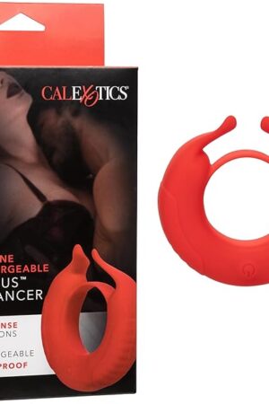 CalExotics Silicone Rechargeable Taurus Enhancer  12 Function Rechargeable Pleasure Ring  Waterproof Massager Sex Toy for Couples  Red