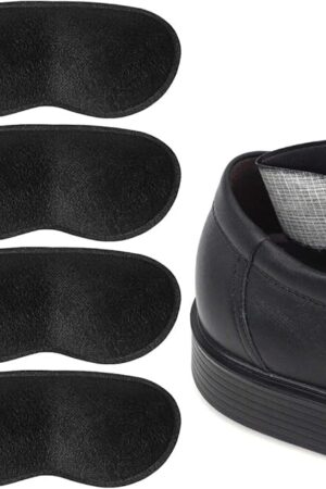 DrFoot Heel Grips for Men and Women, Self-Adhesive Heel Cushion Inserts Prevent Slipping, Rubbing, Blisters, Foot Pain, and Improve Shoe Fit - 2pairs + Extra 1 Shoe Horn (Black)
