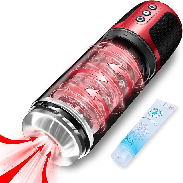 Automatic Sucking Rotating Male Masturbator Cup - Fully Submergible Pocket Pussy Vagina Blowjob Stroker with 7 Rotating & Vacuum Suction Modes, Silicone Penis Trainer Adult Sex Toys for Men