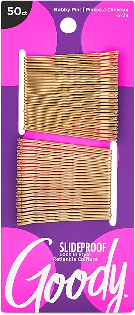 Goody SlideProof Bobby Pins - 50 Ct, Metallic Blonde, High Gloss Bobby Hair Pins for Styling, Lock In Style, Comfortable, Pain-Free Hair Accessories for Women & Men, All Hair Types