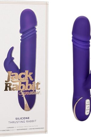 CalExotics Jack Signature Silicone Thrusting Rabbit, Waterproof Vibe Sex Toys for Couples, Luxury Adult Hands Free G Spot Massager, Purple, 525" x 125"
