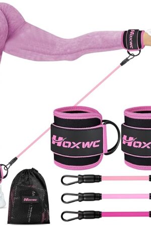 Ankle Resistance Bands with Cuffs, Ankle Bands for Working Out, Ankle Resistance Band for Leg, Booty Workout Equipment for Kickbacks Hip Fitness Training, Exercise Bands for Butt Lift Women