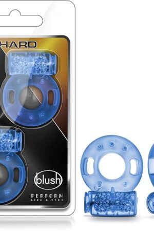 Blush Stay Hard - Male Enhancing Vibrating Stretchy Cock Rings - Disposable - 2 Pack - Blue