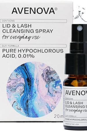 Avenova Eyelid and Eyelash Cleanser Spray - Pure Hypochlorous Acid, Gentle Everyday Lash Cleanser For Eye Irritation, 20mL (068oz)