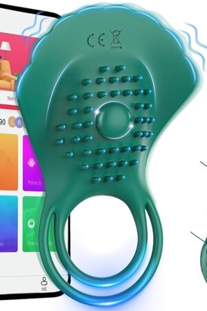 Vibrating Cock Ring Mens Sex Toys with Clitoral Stimulator, Penis Ring Cockring Prostate Vibrator Male Couples Sex Toy with 10 Vibration Mode, App Remote Control Penis Vibrator Adult Sex Toys & Games