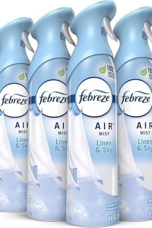 Febreze Air Mist Air Freshener Spray, Odor-Fighting Room Spray, Air Fresheners for Home and Bathroom and Kitchen, Aerosol Can, Linen & Sky Scent, 88oz, 6 Count