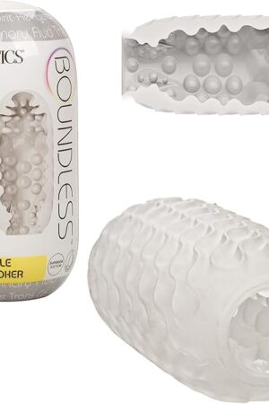 CalExotics Boundless Reversible Nubby Stroker  Textured Male Pleasure Sleeve with Case Sex Toys for Men  Clear