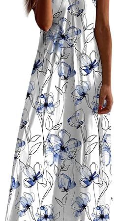 Women Floral Spaghetti Strap Sundress Casual Summer Long Maxi Dress Vneck Sexy Boho Dresses Trendy Beach Clothes 2024