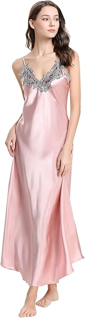 Women's Nightdress Lace Satin Nightgowns Sexy Lingerie Long Chemise Sleepwear