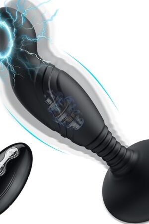 Electric Shock Anal Butt Plug, Estim Anal Vibrators Male Sex Toy with 3 Electric Shock & 10 Wriggling Rotating Vibrating Modes, Remote Control Prostate Massager Anal Plug Toys for Men Gay Women
