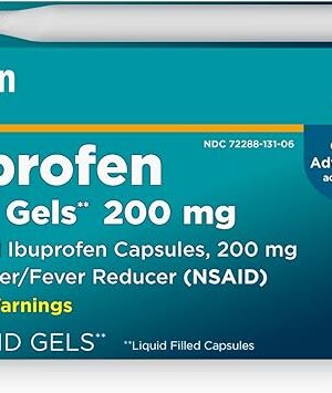 Amazon Basic Care Ibuprofen Liquid Gels 200 mg, Pain Reliever/Fever Reducer Liquid Filled Capsules, For Headache, Toothache, Backache, Menstrual Cramps and More, 160 Count