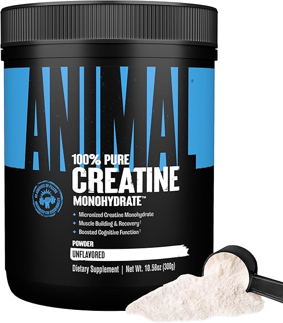 Animal Creatine Monohydrate Powder ? Micronized Creatine for Women and Men, Supports Muscle Growth, Strength, Endurance, Recovery and ATP Production, Gym & Workout Supplements - Unflavored, 300g