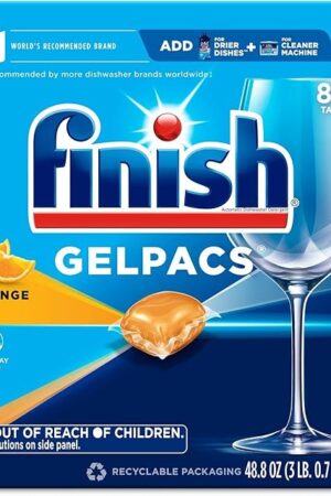 Finish Gelpacs Dishwasher Detergent, Orange Scent, 84 Count