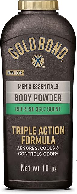 Gold Bond Men's Essentials Talc-Free Body Powder, 10 oz, Refresh 360 Scent, Wetness Protection