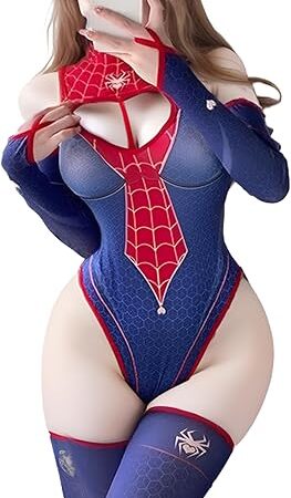 Women's High Waist One-Piece Anime Superhero Cosplay Bodysuit Sexy Lingerie for Women's Party Costume