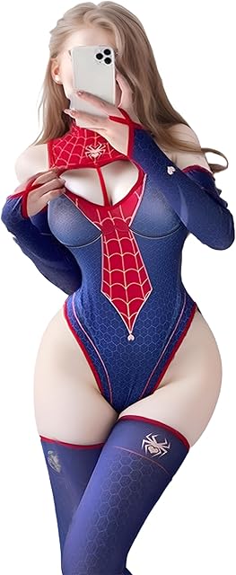 Women's High Waist One-Piece Anime Superhero Cosplay Bodysuit Sexy Lingerie for Women's Party Costume