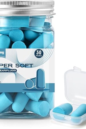 30Pair Soft Foam EarPlugs, 32dB Disposable Sound Blocking Noise Cancelling Ear Plugs for Sleeping/Concerts Loud Music/Shooting Guns/Work Construction, Hearing Safety Protection (Blue)