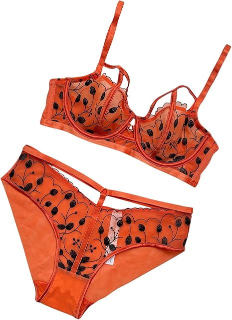 Bra and Panty Sets for Women, Women Plus Size Sexy Lingerie Two Piece Lace Mesh See Through Babydoll for Sex Naughty