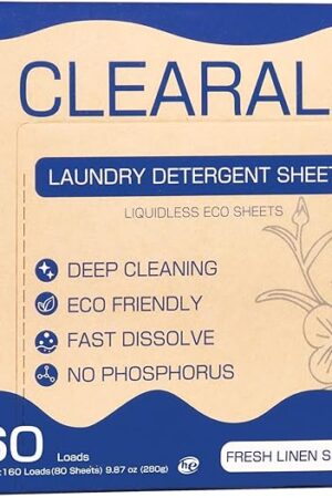 CLEARALIF Laundry Detergent Sheets Up to 160 Loads, Fresh Linen - Great For Travel,Apartments, Dorms,Laundry Detergent Strips Eco Friendly & Hypoallergenic