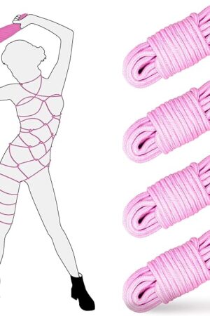 4 Pack Soft Cotton Rope 32 Feet 10m BDSM Shibari Bondage Rope Restraint Kits Adult Sex Toys for Women Couples (Pink)