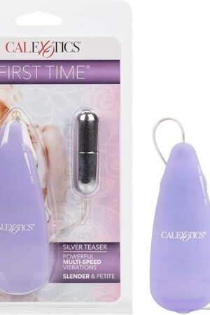 CalExotics First Time Silver Teaser Multi-Speed Bullet Vibrator with Ultra Thin Controller Silver SE-0004-66-2